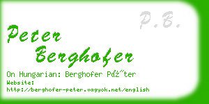 peter berghofer business card